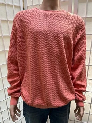 Mens' Talbots XXL Salmon Pink Chevron 100% Pima Cotton Pullover Sweater - Image 1 of 4