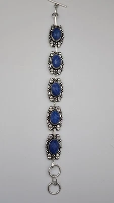 Pulsera de zafiro natural desenterrado plata de ley joyería ajustable hecha a mano Foto 1 de 4