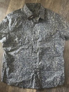 Polo elegante uomo Express slim fit floreale con bottoni manica corta nuova con etichetta XL - Foto 1 di 3