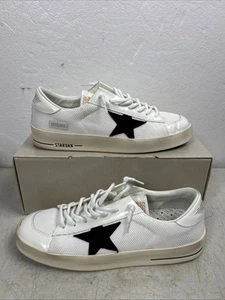 Golden Goose Men's Stardan In White Mesh With Black Suede Star Sz 12 45 - Picture 1 of 14