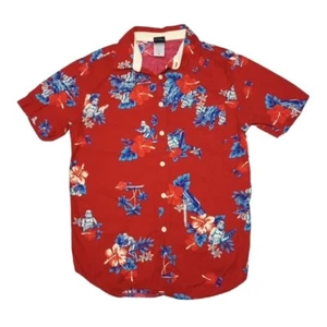 Star Wars Men's Small Hawaiian Shirt Darth Vader Floral Red Button Up - Picture 1 of 6