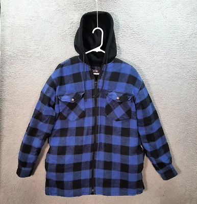 Ropa de trabajo vintage de franela Five Brother para adultos mediana azul negra forrada a cuadros años 90 Foto 1 de 4