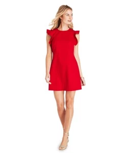 Vineyard Vines Red Flutter Sleeve Shift Dress Size 16 New Exposed Zipper - Picture 1 of 10
