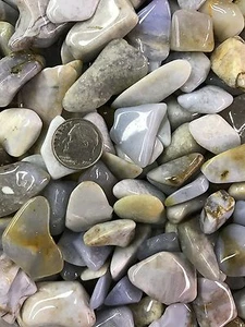 2000 Carat Lots of Polished Tumbled Blue Chalcedony + FREE Faceted Gemstone - Picture 1 of 3