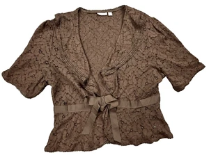 Vintage Apt. 9 Wrap Top XL Brown Tie Front Y2K Fairy Whimsical Tie Front Ruffles - Picture 1 of 13