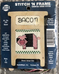 Stitch ‘N Frame Bacon Piggy Item 224 NeedleMagic Inc. Wood Frame Magnet Yarn - Picture 1 of 5