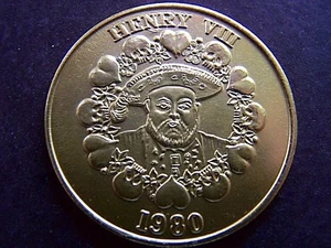 1980 Terreanians HENRY VIII Gold Aluminum Mardi Gras Doubloon - Picture 1 of 2