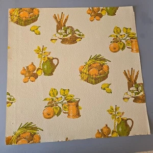 Vintage Wallpaper Sample Sheet Rustic Farmhouse Kitchen Fruit Veggie Crafting - Picture 1 of 4
