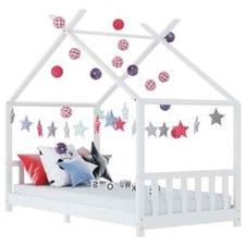 vidaXL Legno Massello di Pino Giroletto Bambini Bianco 70x140 cm Telaio Letto