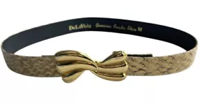 Vintage Genuine Snakeskin Belt The Ritz Accessory Collection Gold Tone Vanilla M - Picture 1 of 9