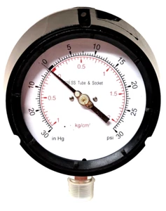 Prozesslehre 30" HG VAC-0-30 PSI, 4-1/2 Fläche, 1/2" LM 316 unten trocken 330er96 - Bild 1 von 3