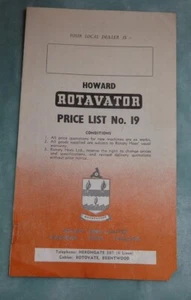 Original Howard rotavator price list No19 (1955) to include the Platypus tractor - Picture 1 of 1