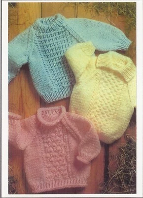 Plymouth Yarn KNITTING PATTERN P206 Encore Chunky Sweaters Baby Child 18"-28" - Image 1 of 3