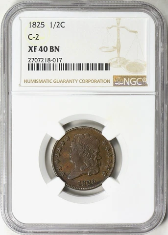 Very Scarce ~ 1825 ~ Classic Half Cent ~ C-2 ~ NGC ~ XF 40 BN ~WOW~ $488.88 -OBO Cover