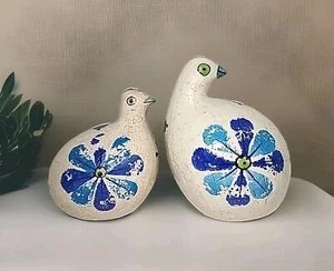 MCM Rosenthal Netter KERAMIK blau & grün Wachtel Vogel & Baby Paar Bitossi Italy - Bild 1 von 20