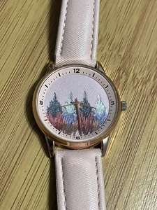 VERY RARE Watch HAND PAINTED DIAL  Women’s Rose Gold Tone w/Pink Band PERFECT!! - Picture 1 of 5