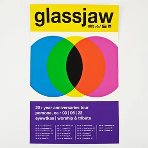 Glassjaw 20+ Tour 2022 Pomona CA Eyewtkas Worship 17x11 poster serigrafico AS* - Foto 1 di 4