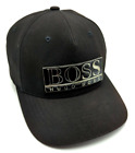 HUGO BOSS hat flexfit fitted black cap metal logo large spellout -One size (M-L)
