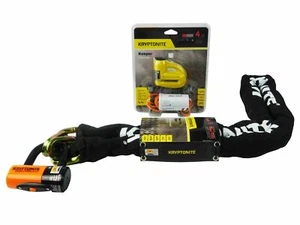 Kryptonite 5-S2 Disc lock Yellow w/Reminder & NY Chain 1217 5.5 ft w/Disc Lock - Picture 1 of 4