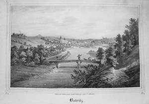 Ostritz Oberlausitz Sachsen alte Lithographie aus Saxonia 1835-1841 - Picture 1 of 1