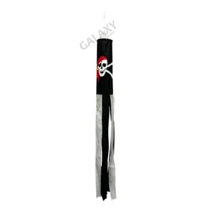 Skull with Red Scarf Windsock 5ft Long Shiny Poly Windsock / Jolly Roger Flag - Picture 1 of 4