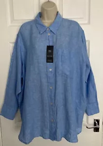 NEW M&S Ladies Light Chambray Pure Linen Shirt Size 16, 18 & 20 - Picture 1 of 3