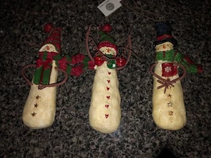Set of Three Yankee Candle Snowmen Ornaments-New with Tags in Original Box - Bild 1 von 3