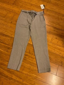 DKNY Women's Gray High Rise Belted Pants Birds Of Paradise NWT Size 8 Waist 32" - Picture 1 of 7