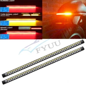 Pair 12V Motorbike ATV LED Turn Signal Brake Light Stop Lamp DRL 30cm Waterproof - Picture 1 of 11