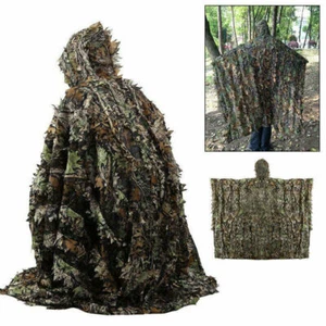 3D Ghillie Suit woodland Tarnanzug Poncho Camouflage Kleidung Jagd Umhang - Bild 1 von 8