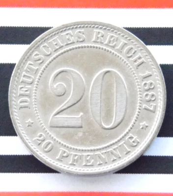 GERMAN 20 PFENNIG 1887 A Deutsches Reich EMPIRE WW1 NICE Old Coin History RARE - Image 1 of 4