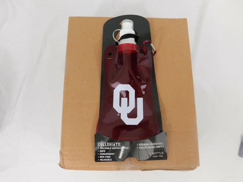 Oklahoma Sooners 12 Foldable Water Bottle Sealed Count Box 16 oz Biking Hiking Cover