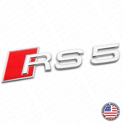 Audi RS 5 OEM Chrome Rear Letter Tail Nameplate Trunk Emblem Badge Sport Sline - Image 1 of 4