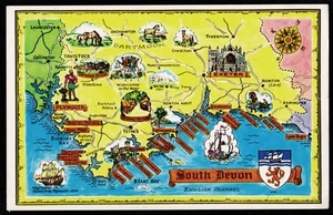 South Devon Map Postcard - Picture 1 of 2