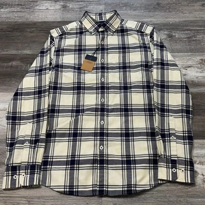 NWT Charles Tyrwhitt Cream Large Check Mens S Slim Fit Button Down Twill Shirt - Picture 1 of 8