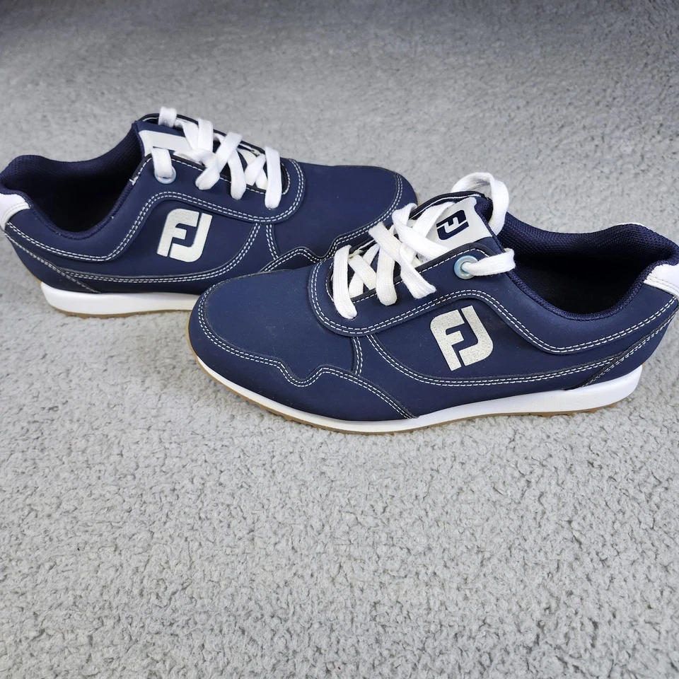 Sapatos casuais femininos Foot Joy tamanho 7 golfe azul marinho e branco snickers - Imagem 1 de 4
