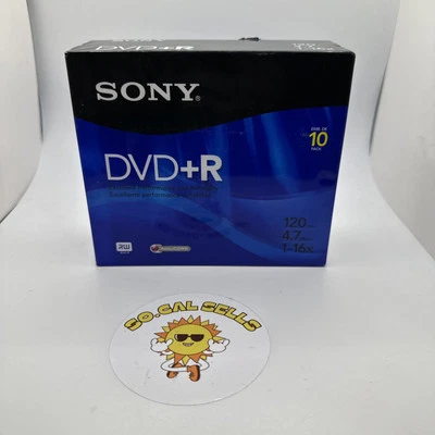 Sony DVD + R 10 Pack Recordable Discs 120 min 4.7 GB Blank New Sealed - Image 1 of 3