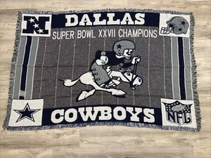 Vintage Dallas Cowboys NFL Football Super Bowl XXVII 27 Throw Blanket Tapestry - Picture 1 of 8