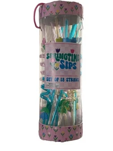 ECCOLO Set of 18 Tulip Curly Straws Reusable Plastic New in Package - Picture 1 of 6