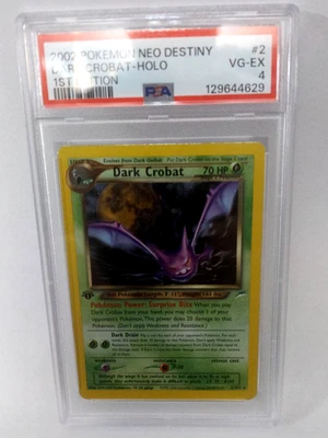 2002 Pokemon Neo Destiny #2 Dark Crobat Holo 1st Edition PSA 4 VG-EX pop 3 - Image 1 of 4