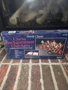 Pressman Family Classics Chess, Backgammon, Checkers 2 Players Ages 8+ *New* - Picture 1 of 8