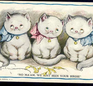 ¡DRAYTON, WIEDERSEIM GATOS TRAVIESOS QUE SE COMIERON AL CANARIO! ¡CULPABLE! POSTAL ANTIGUA - Imagen 1 de 2