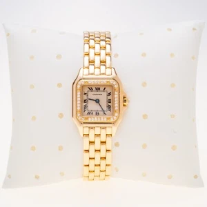 Cartier Panthere Watch 22mm Factory Diamond 18k Yellow Gold Cartier Box &Service - Picture 1 of 6