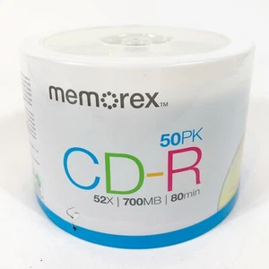 MEMOREX Music CD-R 50 PK Husillo 52X 700MB 80 min Nuevo Sellado Envío Gratuito - Imagen 1 de 3