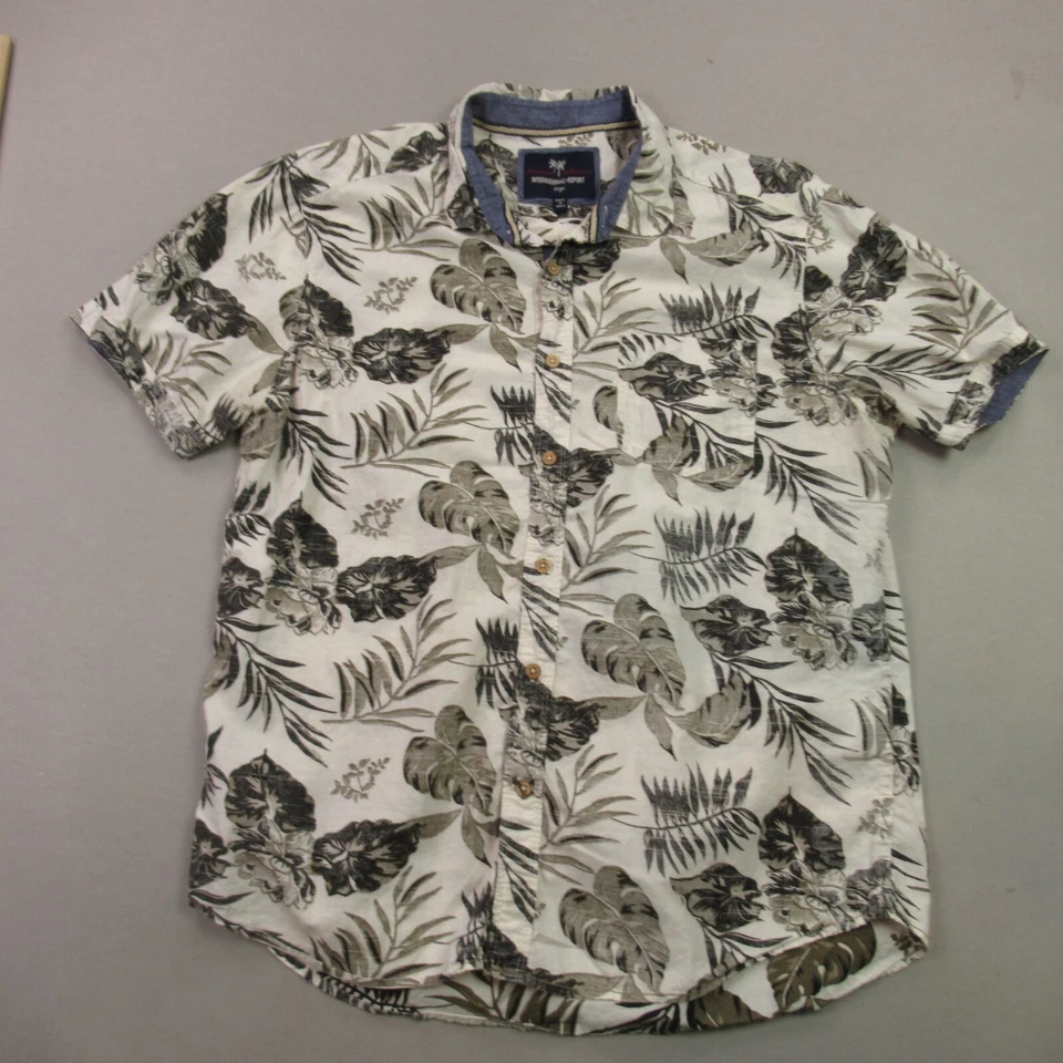 International Report Shirt Mens Large Short Sleeve Button Front Cotton Floral - Image 1 of 4