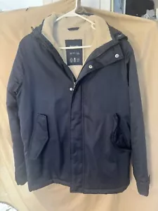 mc91-Abercrombie & Fitch Blue,foax fur,hooded,wind,rain Resi Winter Coat. S. NEW - Picture 1 of 7