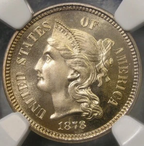 1878 THREE CENT NICKEL  MAGNIFICENT RARITY FINEST KNOWN POP 4/0—NGC PF 68 CAMEO - Picture 1 of 4