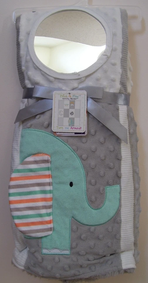 Vitaminas Bebé Gris Blanco Parche y Juego Oso Elefante Actividad Abdomen Hora Manta Foto 1 de 3