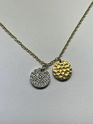 Meira T (c) 14K Yellow Gold and White Gold Pave Diamond Disk Necklace (16'/15") - Image 1 of 4