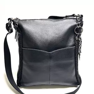 *THE SAK Lucia Leather/Crochet Hand-Crochet Crossbody Black New - Picture 1 of 13